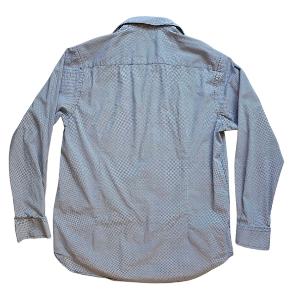 Construct Blue/White Geometric Pattern Button-up Flip Cuffs, Men Size 16.5 - Picture 4 of 7